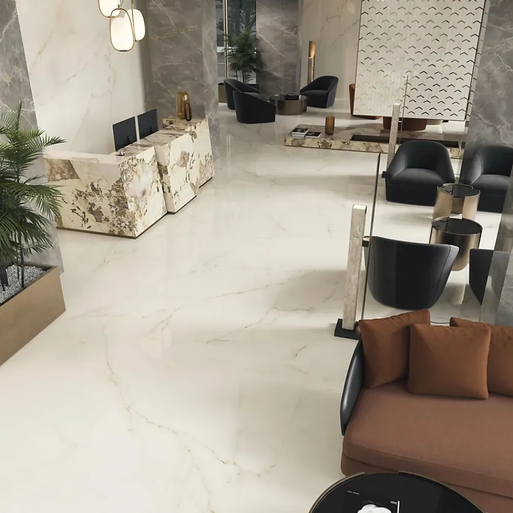 Ro'Ma Carrelage Carrelage Mural Effet Marbre<Carrelage effet Marbre Blanc Calacatta Divino 240x120x0,9 cm Brillant Montira - Mur intérieur (vendu par carton de 2,88 m²) - RO'M