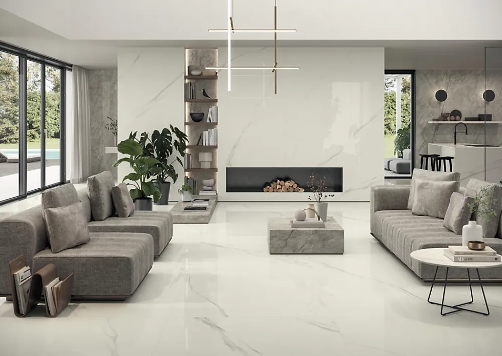Ro'Ma Carrelage Carrelage Mural Pour Pièce À Vivre<Carrelage effet Marbre Gris Royal 278x120x0,6 cm Brillant Orsiano - Mur intérieur (vendu par carton de 3,336 m²) -