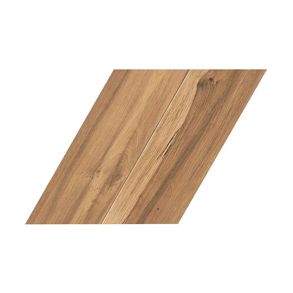 Ro'Ma Carrelage Carrelage effet Parquet Bois Chêne Ambre Chevron Pointe de Hongrie 35x34,5x0,95 cm Mat Tarina - Sol et mur intérieur (vendu par ca- Carrelage Sol Effet Bois