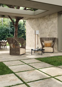 Ro'Ma Carrelage Carrelage effet Pierre Quartzite Gris Beige 60x30x0,9 cm Brut Salvero - Sol extérieur (vendu par carton de 1,26 m²) - RO'MA CARREL- Carrelage Extérieur Et Terrasse