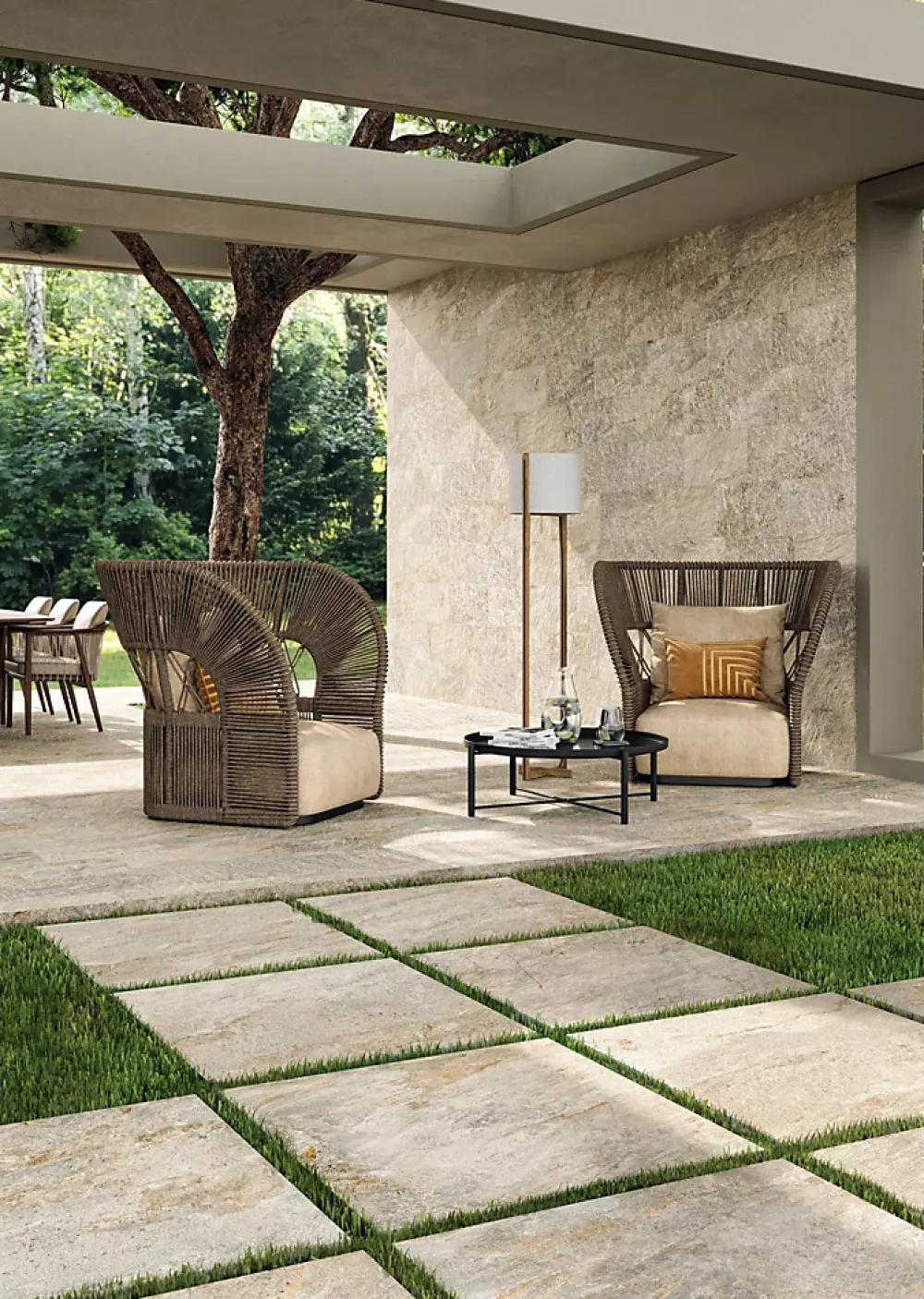 Ro'Ma Carrelage Carrelage effet Pierre Quartzite Gris Beige 60x30x0,9 cm Brut Salvero - Sol extérieur (vendu par carton de 1,26 m²) - RO'MA CARREL- Carrelage Extérieur Et Terrasse