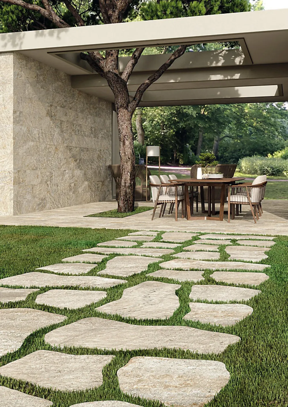Ro'Ma Carrelage Carrelage effet Pierre Quartzite Gris Beige 60x30x0,9 cm Brut Salvero - Sol extérieur (vendu par carton de 1,26 m²) - RO'MA CARREL- Carrelage Extérieur Et Terrasse