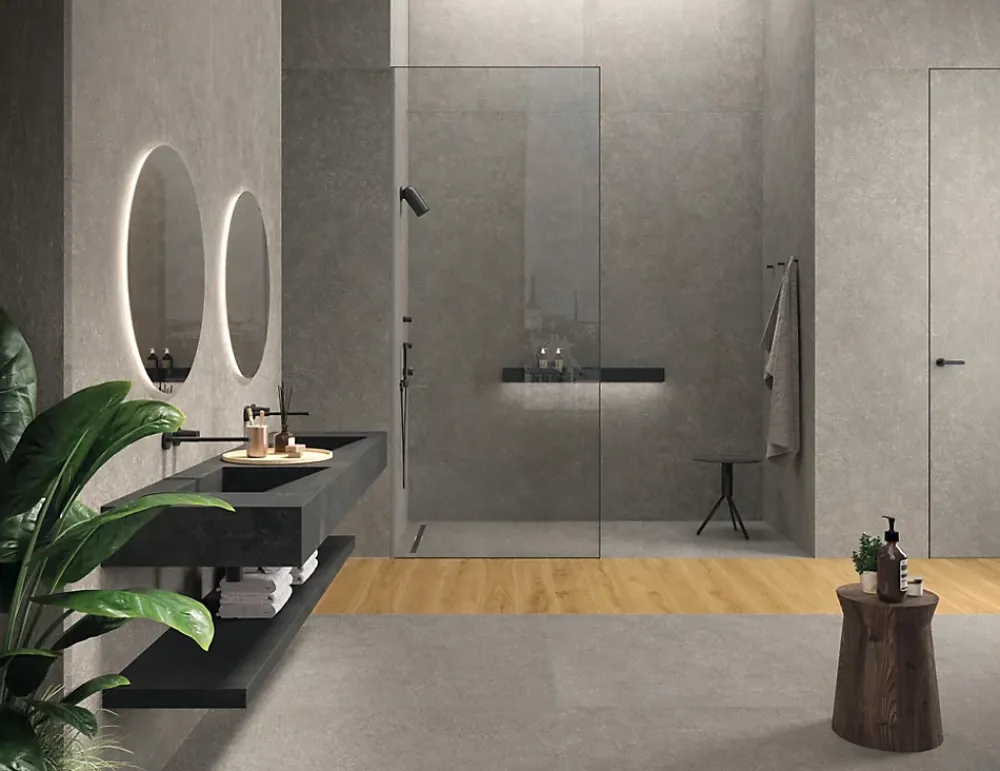 Ro'Ma Carrelage Carrelage effet Pierre Quartzite Gris Fumé 278x120x0,6 cm Mat Venturo - Mur intérieur (vendu par carton de 3,336 m²) - RO'MA CARRE- Carrelage Mural Effet Pierre