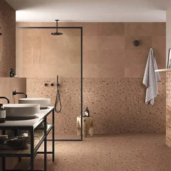 Gioia Materia Carrelage effet Terrazzo COCCIO 60x60 rectifié Terra - Les Carreaux de Jean- Carrelage Sol Effet Terrazzo