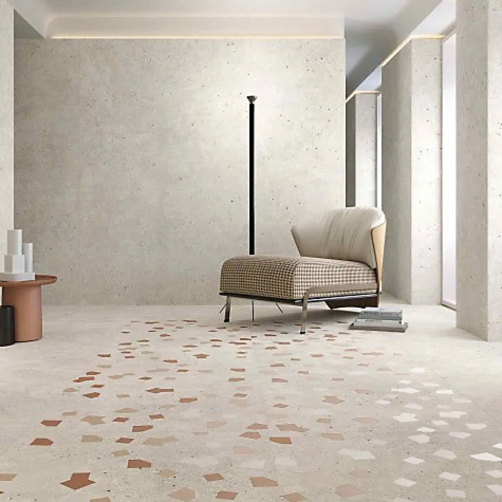 Les Carreaux De Jean Carrelage Effet Terrazzo RICETTA 90x90 Rectifié Avorio - Les Carreaux de Jean- Carrelage Sol Effet Terrazzo