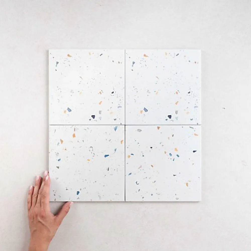 Les Carreaux De Jean Carrelage Effet Terrazzo COLOR DROPS 18,5x18,5 Off White - Les Carreaux de Jean- Carrelage Sol Effet Terrazzo|Carrelage Sol Pour Cuisine