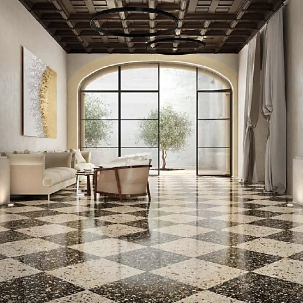 Les Carreaux De Jean Carrelage Effet Terrazzo VENICE 60x60 Earth - Les Carreaux de Jean- Carrelage Sol Effet Terrazzo
