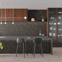 Les Carreaux De Jean  Carrelage Effet Terrazzo Hexagonal AROUSA 25,8x29 Noir - Les Carreaux de Jean- Carrelage Sol Pour Cuisine|Carrelage Sol Effet Terrazzo