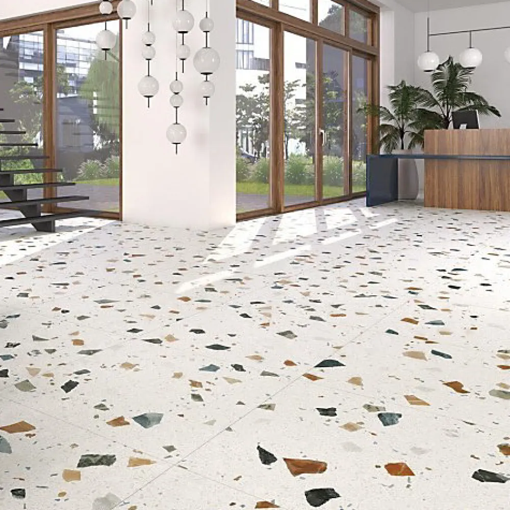 Tinker Carrelage Effet Terrazzo STRACCIATELLA 60x60 Blanc - LES CARREAUX DE JEAN- Carrelage Sol Effet Terrazzo