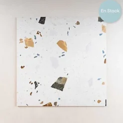Tinker Carrelage Effet Terrazzo STRACCIATELLA 60x60 Blanc - LES CARREAUX DE JEAN- Carrelage Sol Effet Terrazzo