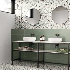 Les Carreaux De Jean Carrelage effet Terrazzo Vert STAY 20x20 Green - Les Carreaux de Jean- Carrelage Sol Pour Cuisine|Carrelage Sol Effet Terrazzo