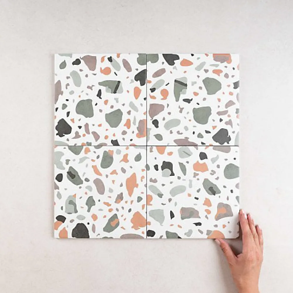 Les Carreaux De Jean Carrelage effet Terrazzo Vert STAY 20x20 Green - Les Carreaux de Jean- Carrelage Sol Pour Cuisine|Carrelage Sol Effet Terrazzo