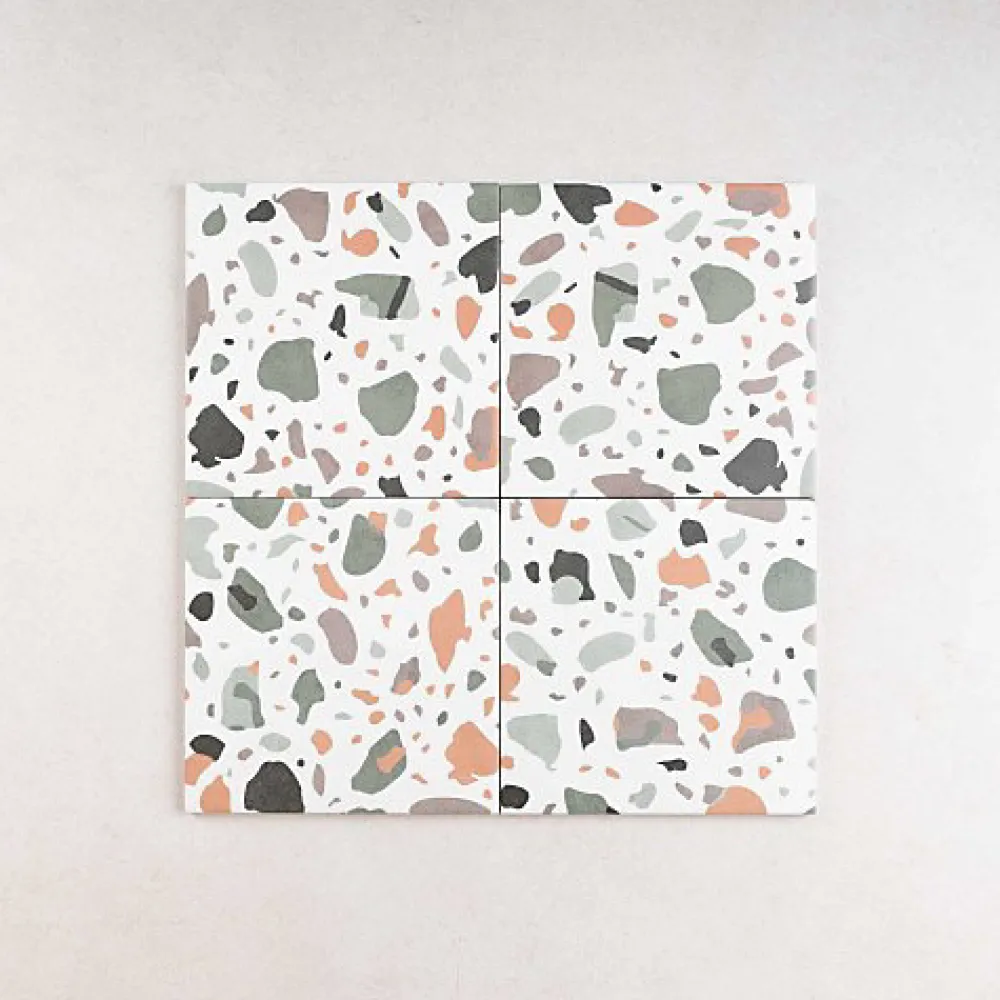 Les Carreaux De Jean Carrelage effet Terrazzo Vert STAY 20x20 Green - Les Carreaux de Jean- Carrelage Sol Pour Cuisine|Carrelage Sol Effet Terrazzo