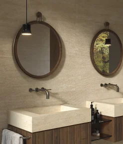Ro'Ma Carrelage Carrelage effet Travertin 3D Beige Stripe 120x50x0,85 cm Mat Venerio - Mur intérieur (vendu par carton de 1,8 m²) - RO'MA CARRELAG- Travertin