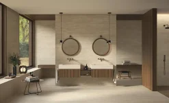 Ro'Ma Carrelage Carrelage effet Travertin 3D Beige Stripe 120x50x0,85 cm Mat Venerio - Mur intérieur (vendu par carton de 1,8 m²) - RO'MA CARRELAG- Travertin