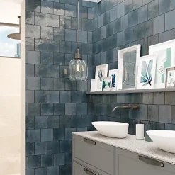 Les Carreaux De Jean  Faïence Pour Salle De Bains|Faïence Pour Pièce À Vivre<Carrelage Effet Zellige Bleu Nuit AGADIR - Lago 14,7x14,7 - Les Carreaux de Jean