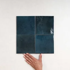 Les Carreaux De Jean  Faïence Pour Salle De Bains|Faïence Pour Pièce À Vivre<Carrelage Effet Zellige Bleu Nuit AGADIR - Lago 14,7x14,7 - Les Carreaux de Jean