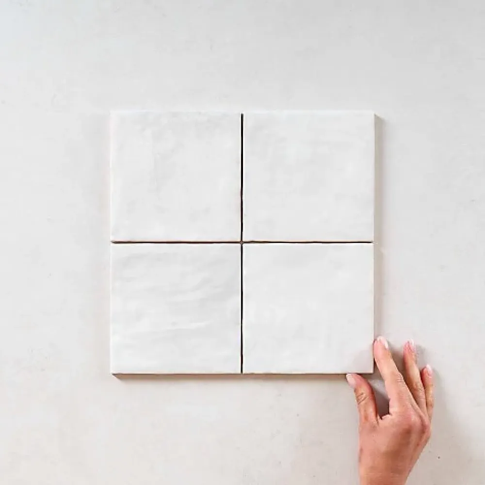 Gioia Materia Carrelage Effet Zellige Blanc LA RIVIERA 13,2x13,2 Blanc - Les Carreaux de Jean- Faïence Pour Cuisine|Faïence Pour Salle De Bains