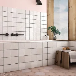 Gioia Materia Carrelage Effet Zellige Blanc LA RIVIERA 13,2x13,2 Blanc - Les Carreaux de Jean- Faïence Pour Cuisine|Faïence Pour Salle De Bains