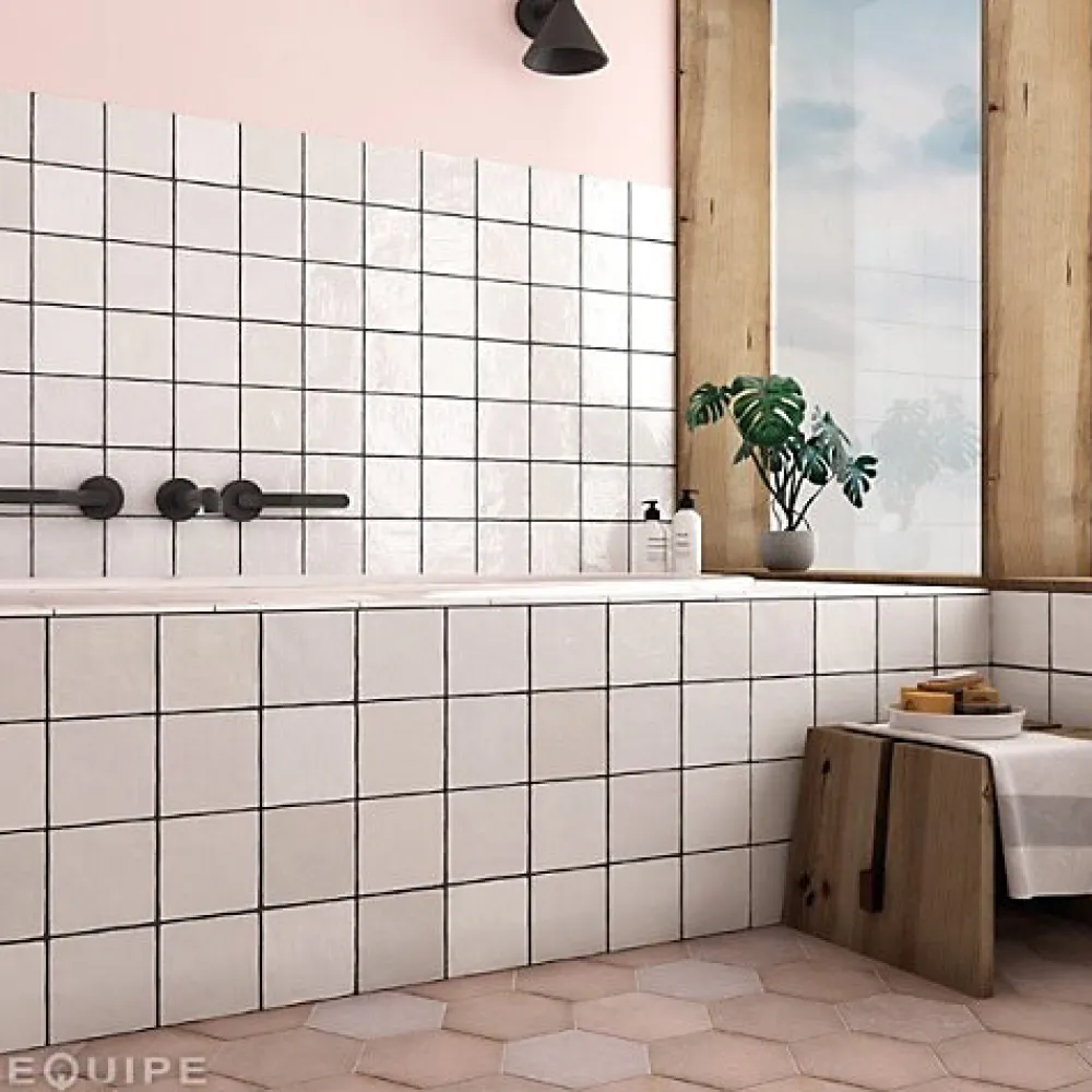 Gioia Materia Carrelage Effet Zellige Blanc LA RIVIERA 13,2x13,2 Blanc - Les Carreaux de Jean- Faïence Pour Cuisine|Faïence Pour Salle De Bains