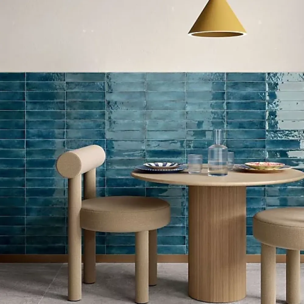 Les Carreaux De Jean Faïence Pour Douche|Faïence Pour Cuisine<Carrelage Effet Zellige Bleu FUSION Blue 6x25cm - Les Carreaux de Jean