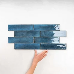 Les Carreaux De Jean  Faïence Pour Douche|Faïence Pour Cuisine<Carrelage Effet Zellige Bleu FUSION Blue 6x25cm - Les Carreaux de Jean