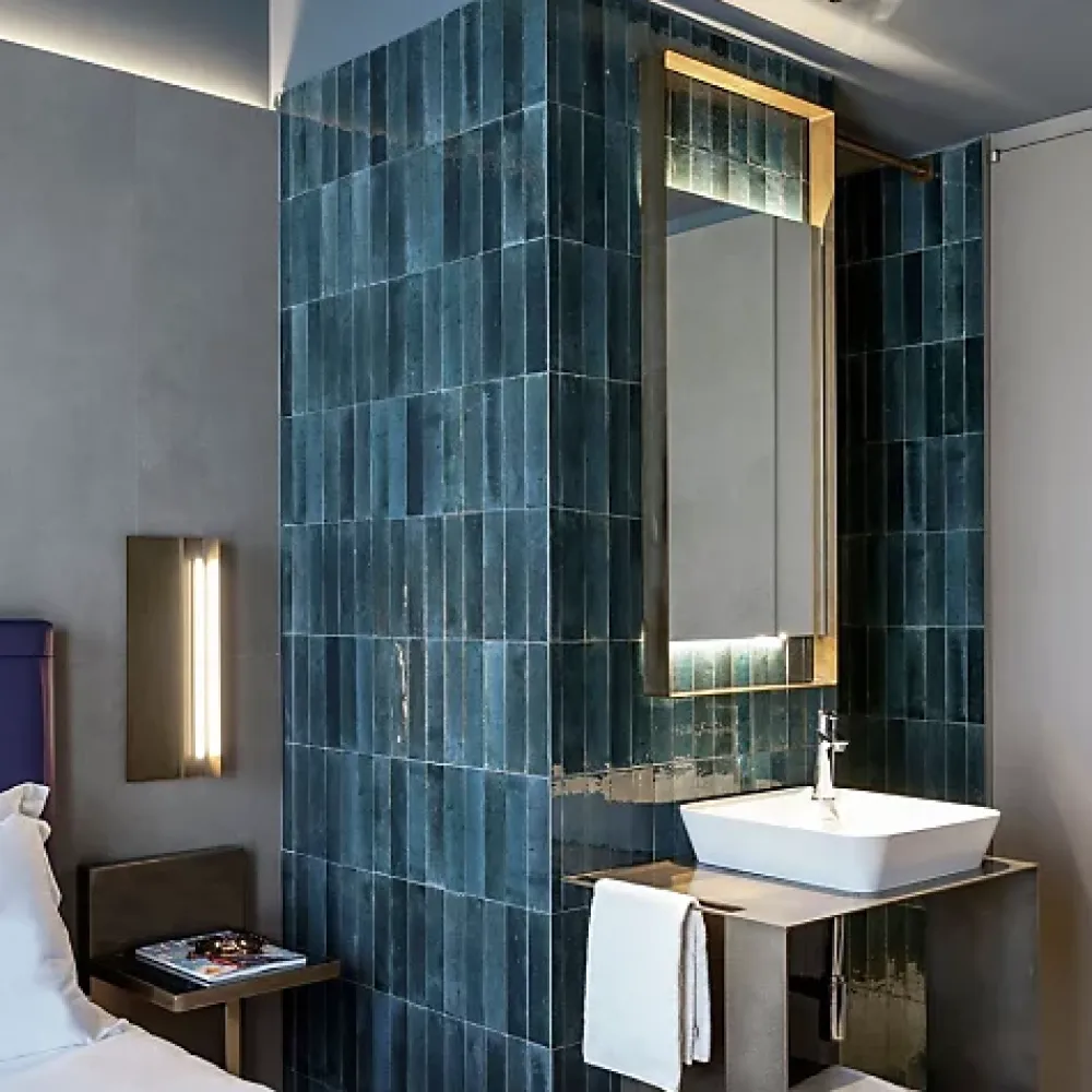 Les Carreaux De Jean Carrelage Effet Zellige Bleu Nuit TANGER 6x24 Blue - Les Carreaux de Jean- Faïence Pour Douche|Faïence Pour Cuisine