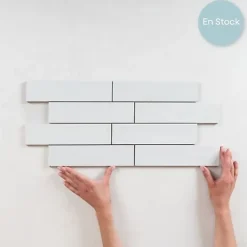 Les Carreaux De Jean  Faïence Pour Pièce À Vivre|Faïence Pour Cuisine<Carrelage Effet Zellige Blanc TANGER 6x24 White - Les Carreaux de Jean