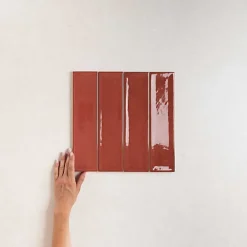 Les Carreaux De Jean  Carrelage Effet Zellige Bordeaux NARA Burdeos Gloss 7,5x30cm - Les Carreaux de Jean- Faïence Pour Douche|Faïence Pour Cuisine