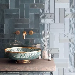 Les Carreaux De Jean  Faïence Pour Douche|Faïence Pour Cuisine<Carrelage Effet Zellige Bleu Foncé NOLITA Marine 6,5x20 - Les Carreaux de Jean