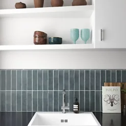 Gioia Materia Carrelage Effet Zellige Bleu ARGILE 6x24,6 Glacier - Les Carreaux de Jean- Faïence Pour Cuisine