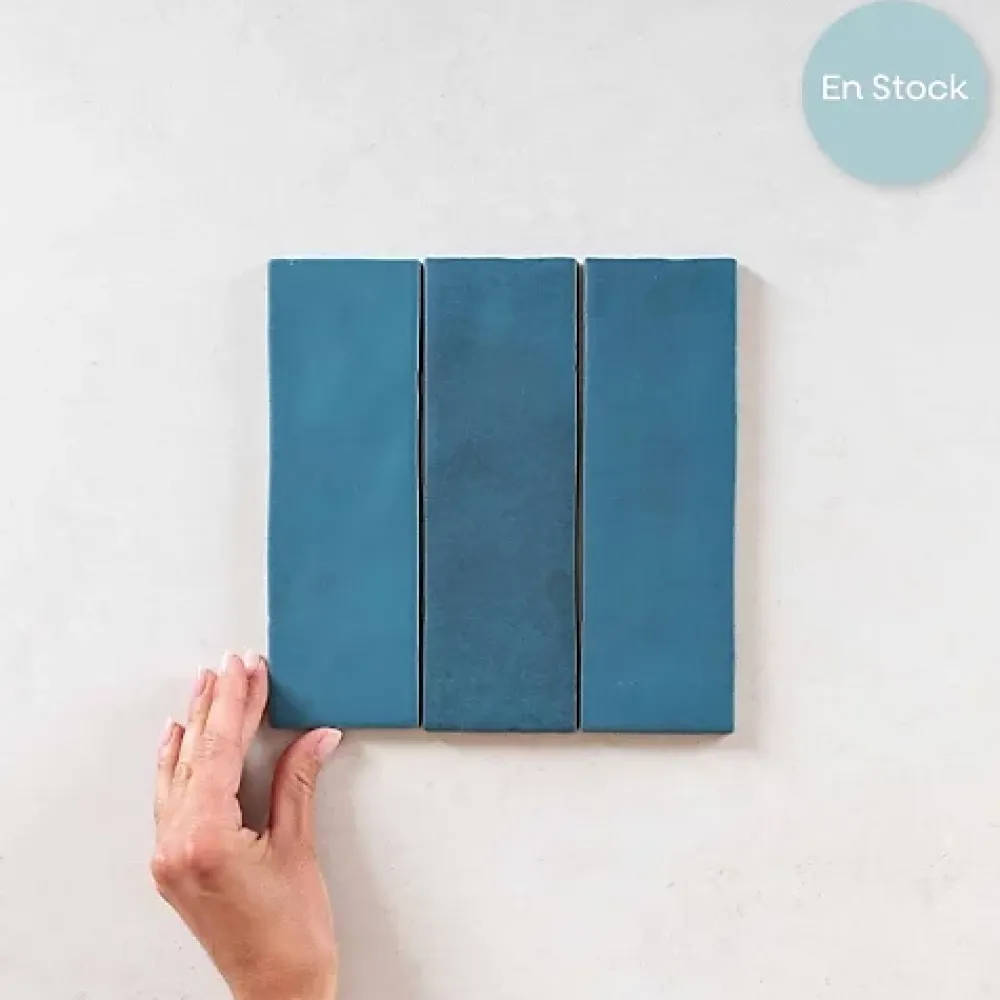 Les Carreaux De Jean Faïence Pour Cuisine|Faïence Pour Salle De Bains<Carrelage Effet Zellige Bleu Canard MITTE Ocean 6,5x20 - Les Carreaux de Jean