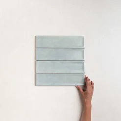 Les Carreaux De Jean  Carrelage Effet Zellige Bleu Ciel NARA Glass Mate 7,5x30cm - Les Carreaux de Jean- Faïence Pour Cuisine|Faïence Pour Douche