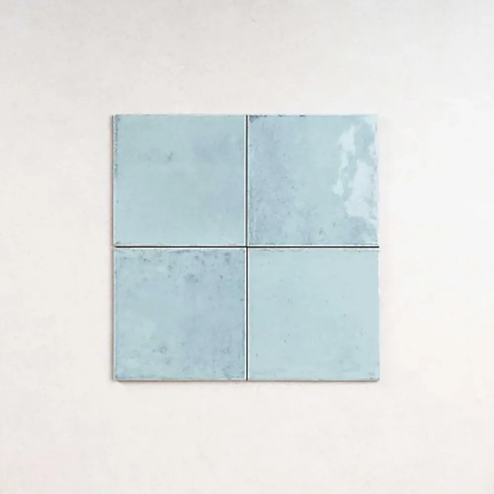 Les Carreaux De Jean Carrelage Effet Zellige Bleu Ciel AGADIR - Agua 14,7x14,7 - Les Carreaux de Jean- Faïence Pour Douche|Faïence Pour Salle De Bains