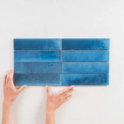Les Carreaux De Jean  Carrelage Effet Zellige Bleu TANGER 6x24 China - Les Carreaux de Jean- Faïence Pour Douche|Faïence Pour Pièce À Vivre