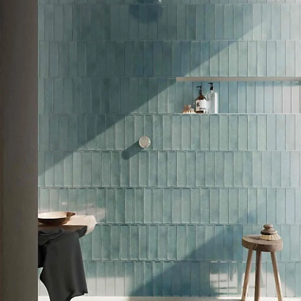 Les Carreaux De Jean Faïence Pour Douche|Faïence Pour Salle De Bains<Carrelage Effet Zellige Bleu NARA Mar Mate 7,5x30cm - Les Carreaux de Jean