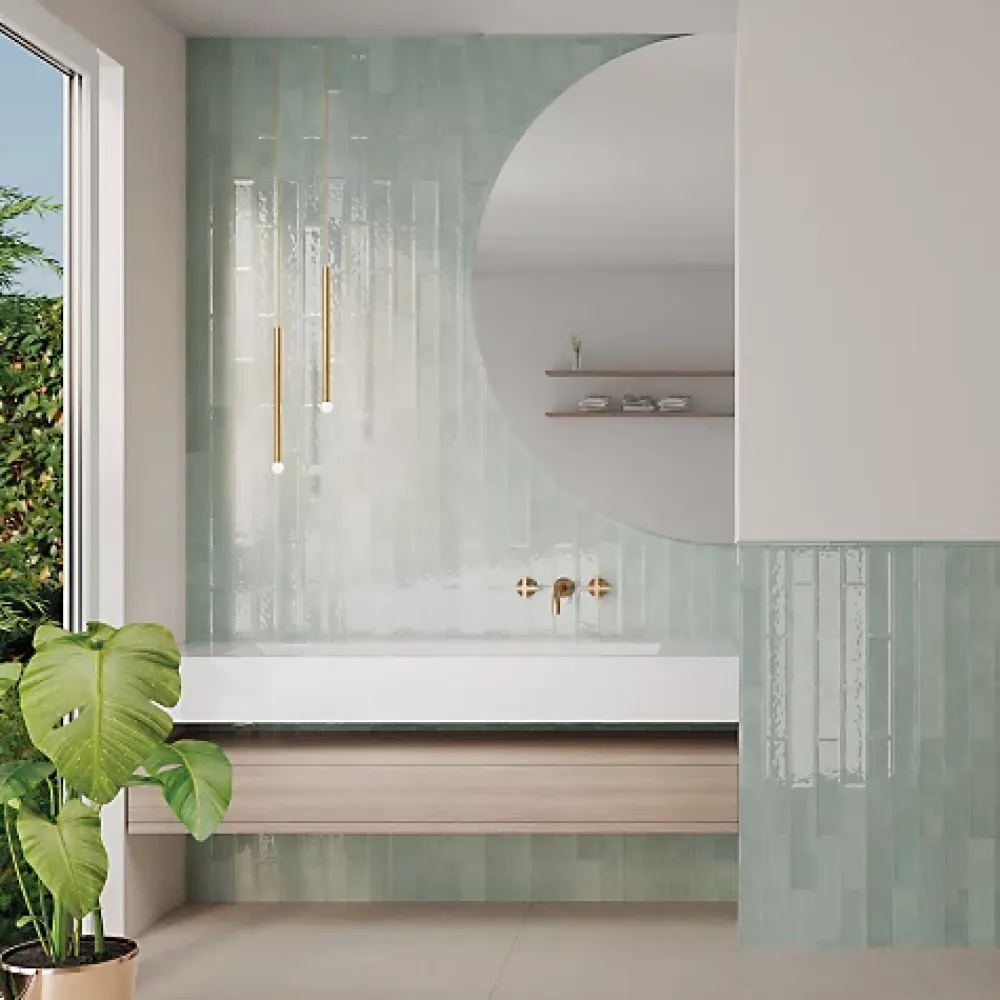 Les Carreaux De Jean Faïence Pour Salle De Bains<Carrelage Effet Zellige Bleu Clair NARA Glass Gloss 7,5x30cm - Les Carreaux de Jean