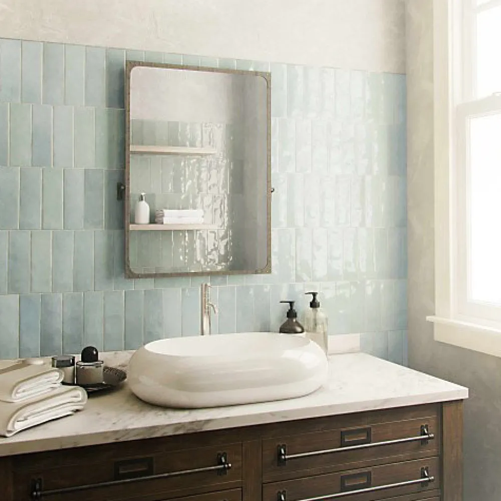 Les Carreaux De Jean Carrelage Effet Zellige Bleu Ciel NOLITA Cielo 6,5x20 - Les Carreaux de Jean- Faïence Pour Salle De Bains|Faïence Pour Cuisine