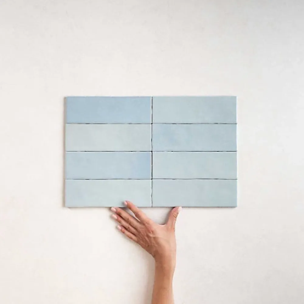 Les Carreaux De Jean Carrelage Effet Zellige Bleu Ciel NOLITA Cielo 6,5x20 - Les Carreaux de Jean- Faïence Pour Salle De Bains|Faïence Pour Cuisine