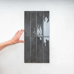 Les Carreaux De Jean  Carrelage Effet Zellige Gris Foncé FUSION Antracite 6x25cm - Les Carreaux de Jean- Faïence Pour Pièce À Vivre