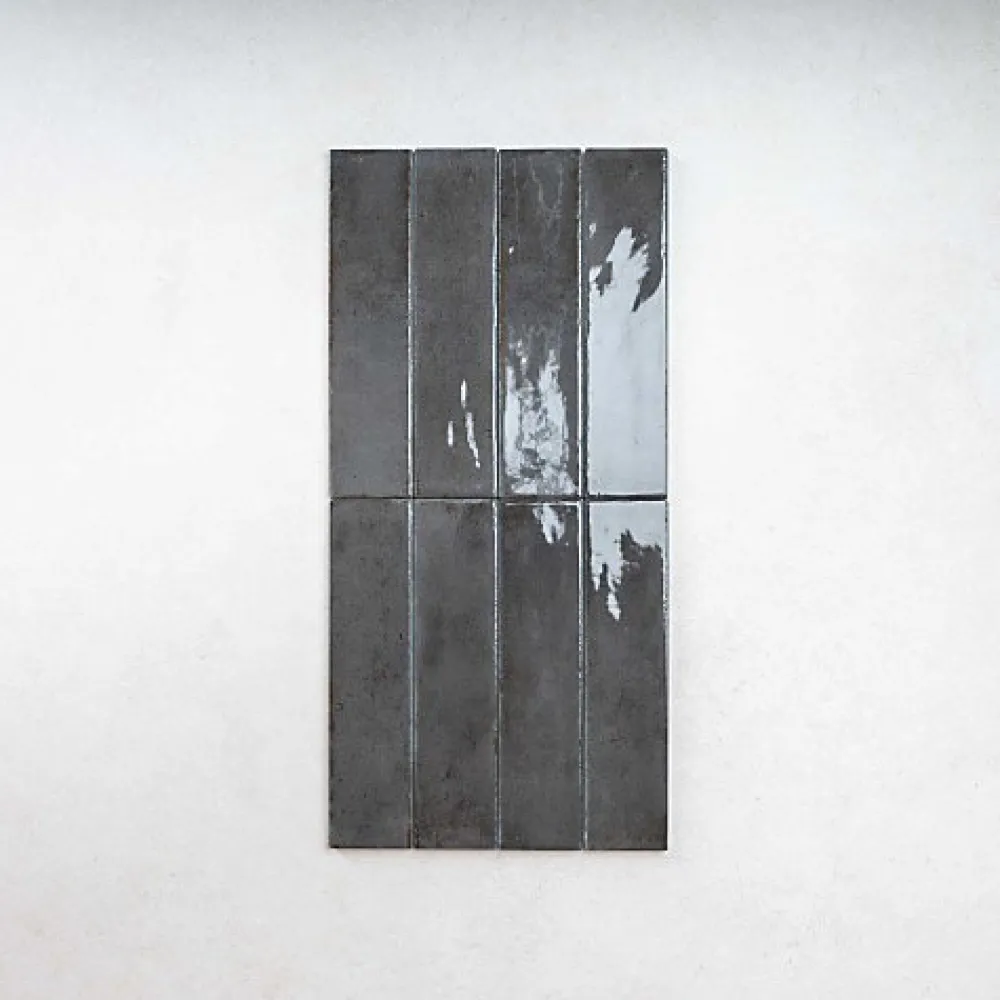 Les Carreaux De Jean Carrelage Effet Zellige Gris Foncé FUSION Antracite 6x25cm - Les Carreaux de Jean- Faïence Pour Pièce À Vivre
