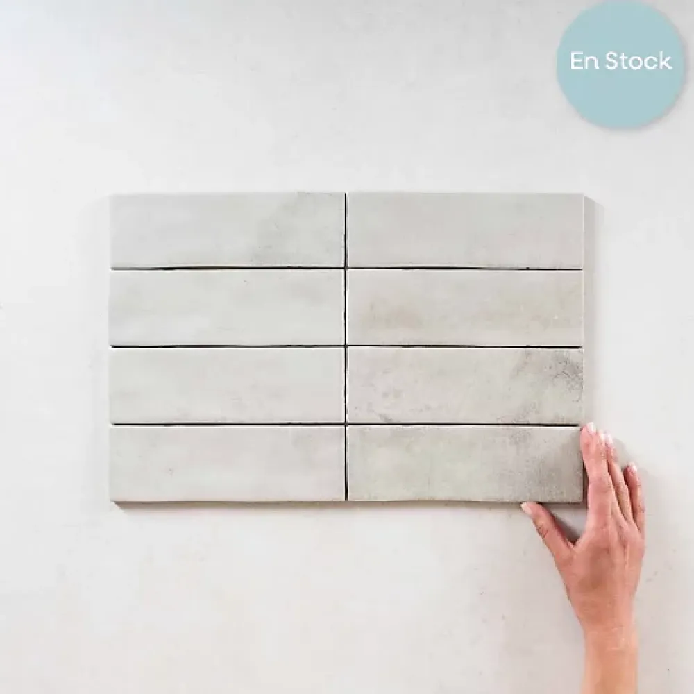 Les Carreaux De Jean Carrelage Effet Zellige Gris MITTE Perla 6,5x20 - Les Carreaux de Jean- Faïence Pour Douche|Faïence Pour Cuisine