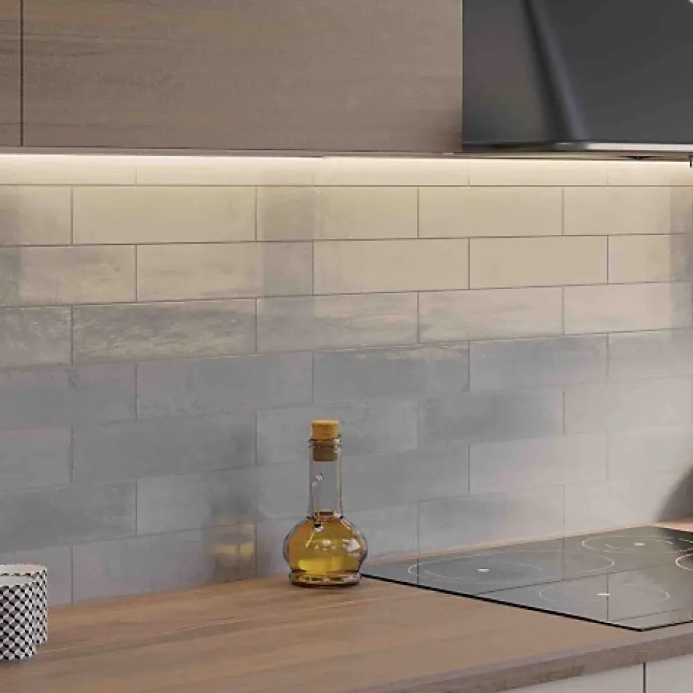 Les Carreaux De Jean Carrelage Effet Zellige Gris AGADIR - Piedra 7x28 - Les Carreaux de Jean- Faïence Pour Cuisine|Faïence Pour Salle De Bains