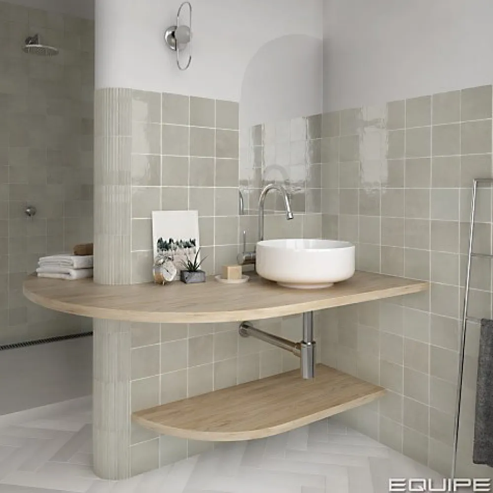 Gioia Materia Carrelage Effet Zellige LA RIVIERA 13,2x13,2 Vert - Les Carreaux de Jean- Faïence Pour Cuisine|Faïence Pour Douche