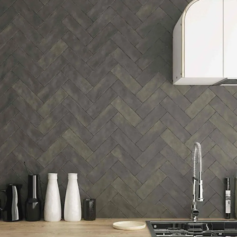 Les Carreaux De Jean Carrelage Effet Zellige MITTE Gris 6,5x20 - Les Carreaux de Jean- Faïence Pour Pièce À Vivre|Faïence Pour Salle De Bains
