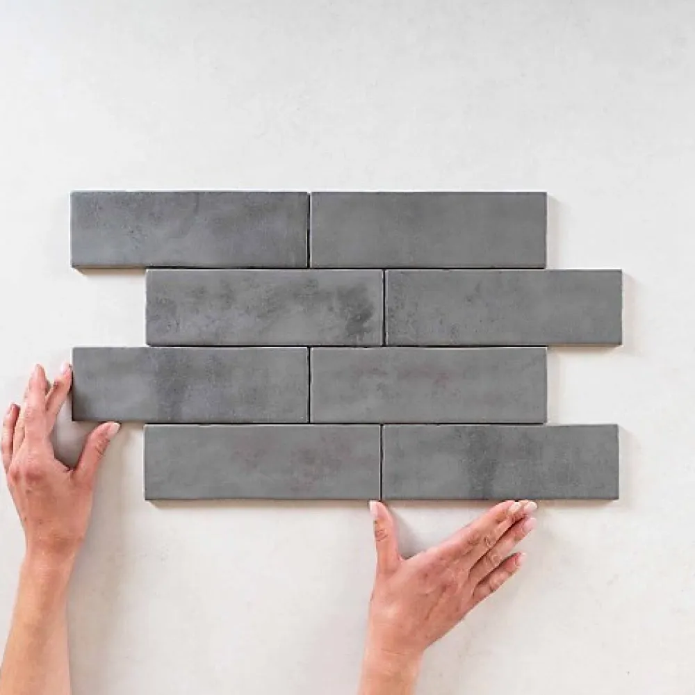 Les Carreaux De Jean Carrelage Effet Zellige MITTE Gris 6,5x20 - Les Carreaux de Jean- Faïence Pour Pièce À Vivre|Faïence Pour Salle De Bains