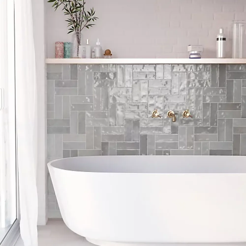 Les Carreaux De Jean Carrelage Effet Zellige NOLITA Gris 6,5x20 - Les Carreaux de Jean- Faïence Pour Salle De Bains|Faïence Pour Cuisine