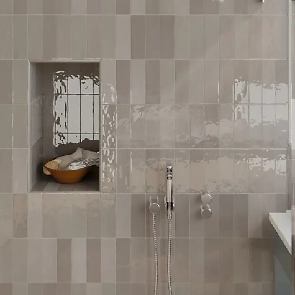 Les Carreaux De Jean Carrelage Effet Zellige NOLITA Gris 6,5x20 - Les Carreaux de Jean- Faïence Pour Salle De Bains|Faïence Pour Cuisine