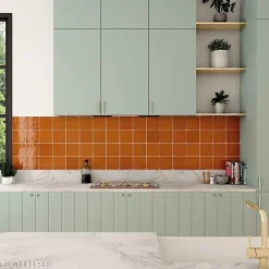 Gioia Materia Carrelage Effet Zellige Orange LA RIVIERA 13,2x13,2 Ginger - Les Carreaux de Jean- Faïence Pour Douche|Faïence Pour Cuisine
