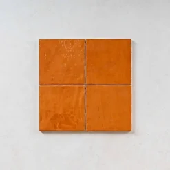 Gioia Materia Carrelage Effet Zellige Orange LA RIVIERA 13,2x13,2 Ginger - Les Carreaux de Jean- Faïence Pour Douche|Faïence Pour Cuisine
